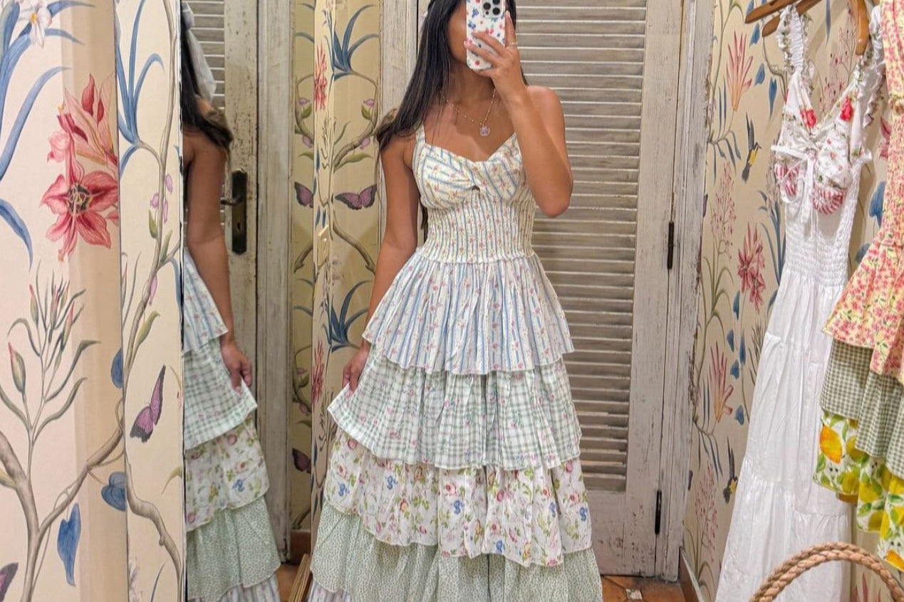 positano chiffon tie dress in ivory FIONA – CB The figure Size:XXS (In-Rental) Robin's Egg Confetti Flower mocha mousse