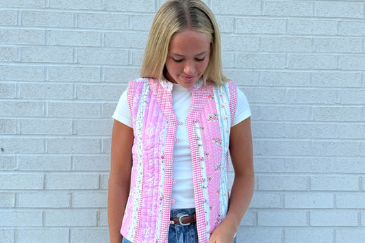 Pink patchwork Vest